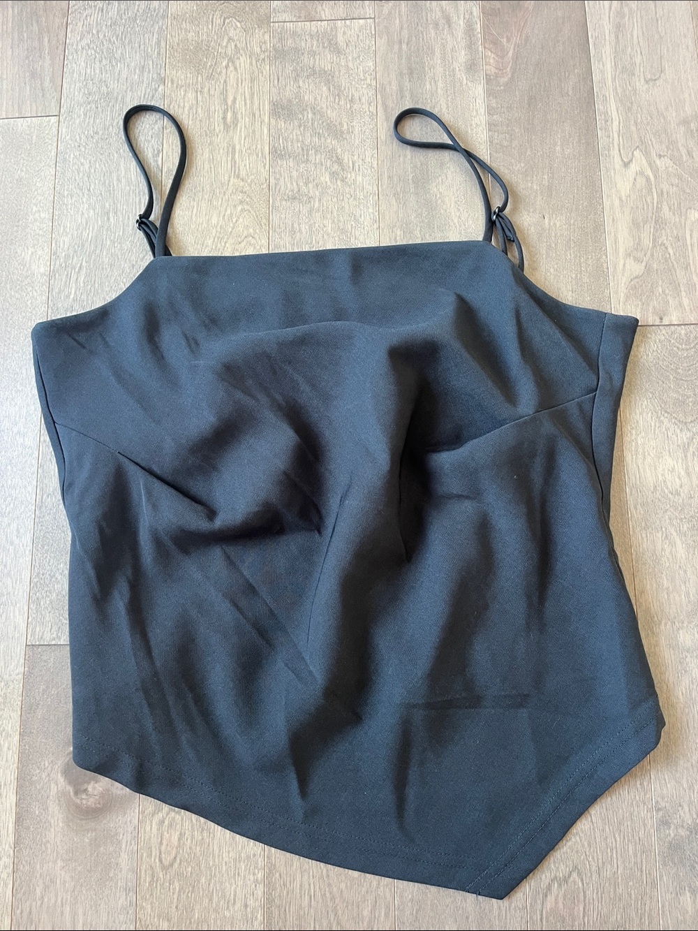 YAYA dark grey Asymmetric Spaghetti-Strap Cami Top